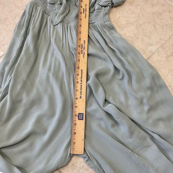 Urban Outfitters Smocked Wide Leg  jumpsuit Romper halter women‘s M green Boho - Picture 12 of 16